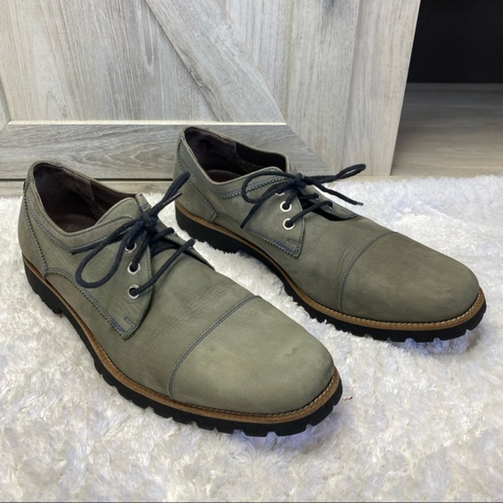 BOND+DUNN VIBRAM Canada Gray Nubuck Leather Blue Stitch Cap Toe Oxford 10 RARE
